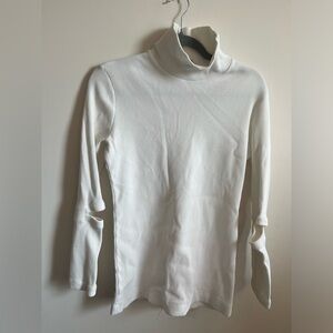 Cos Waffle-knit Turtleneck White Cut out elbow Top Size small